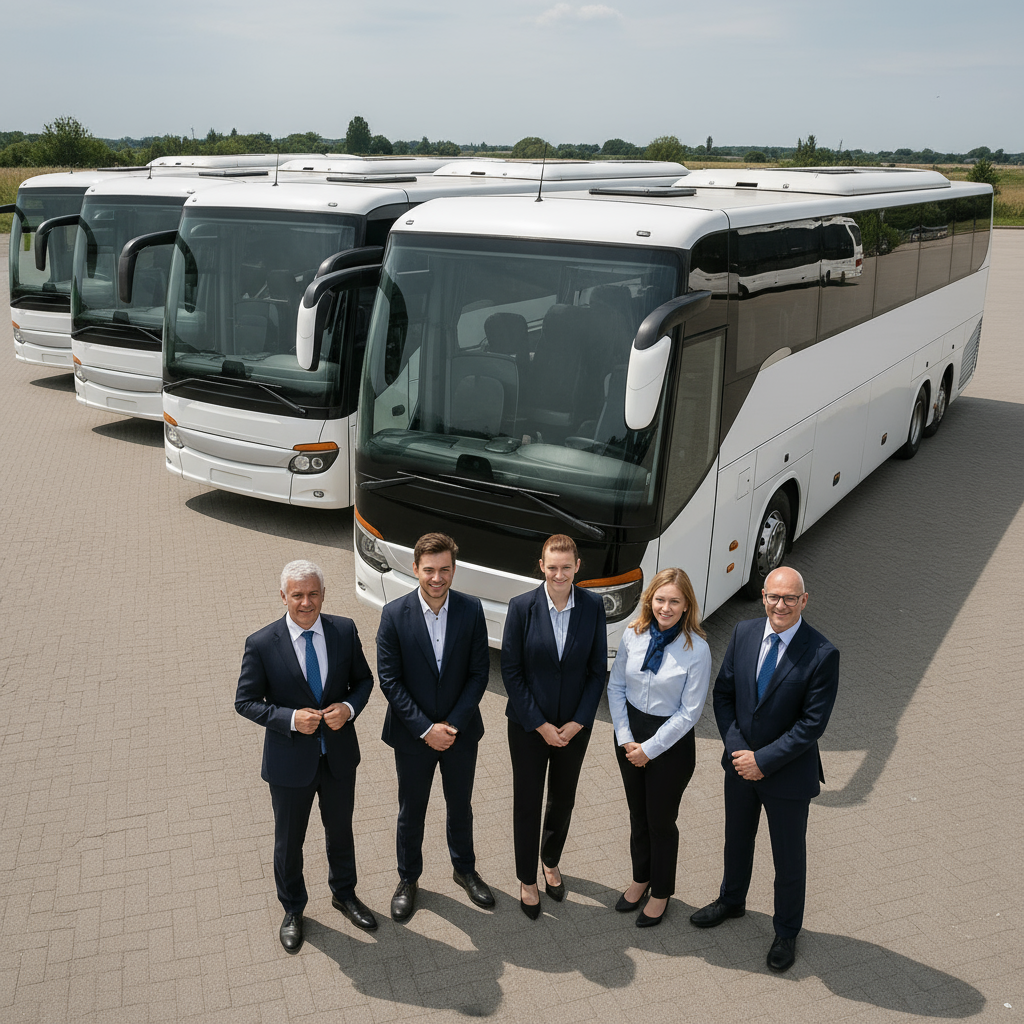 China bus hire and coach rental fleet traveling through diverse Chinese landscapes